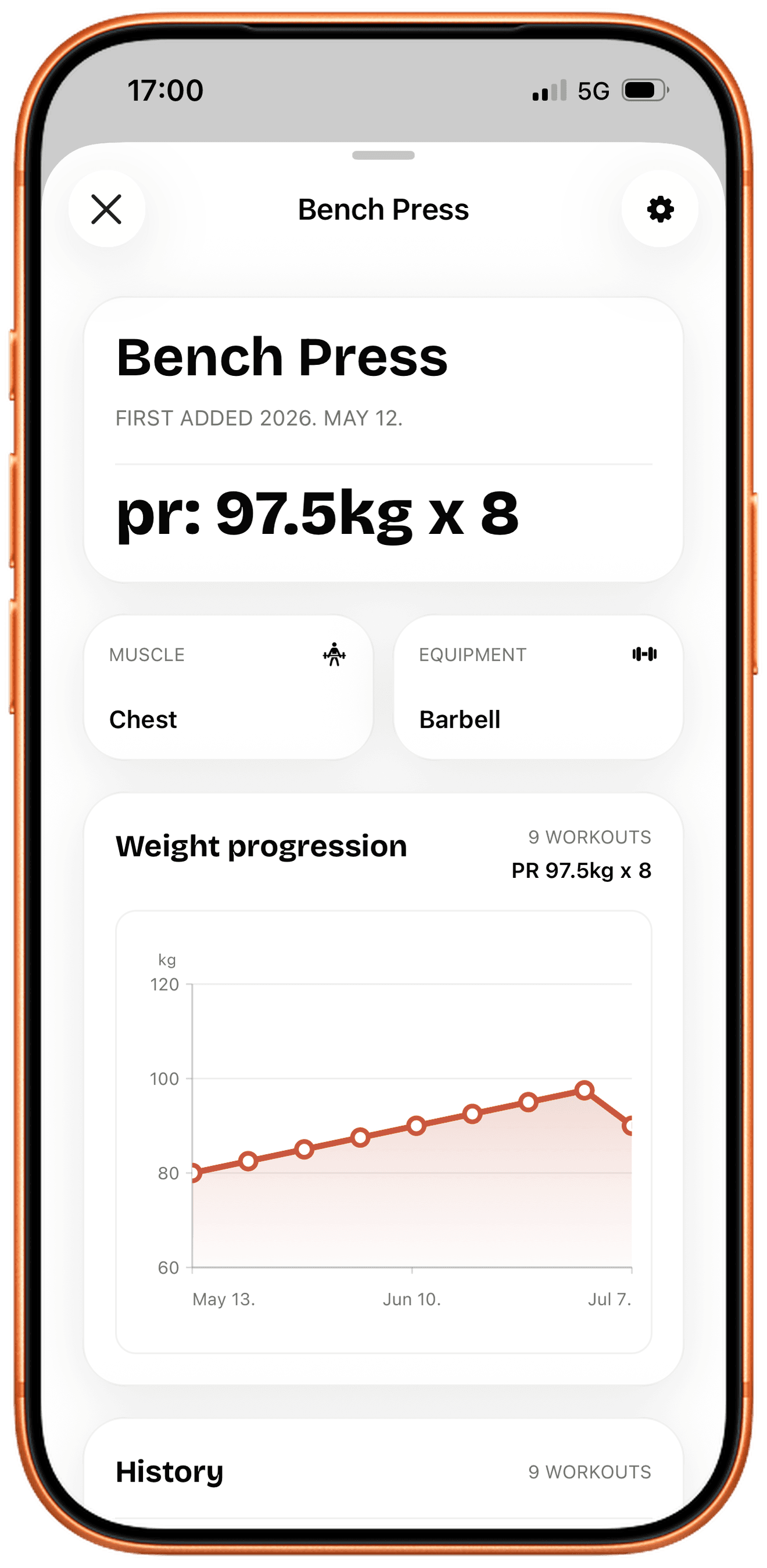 DeltAI exercise statistics screen
